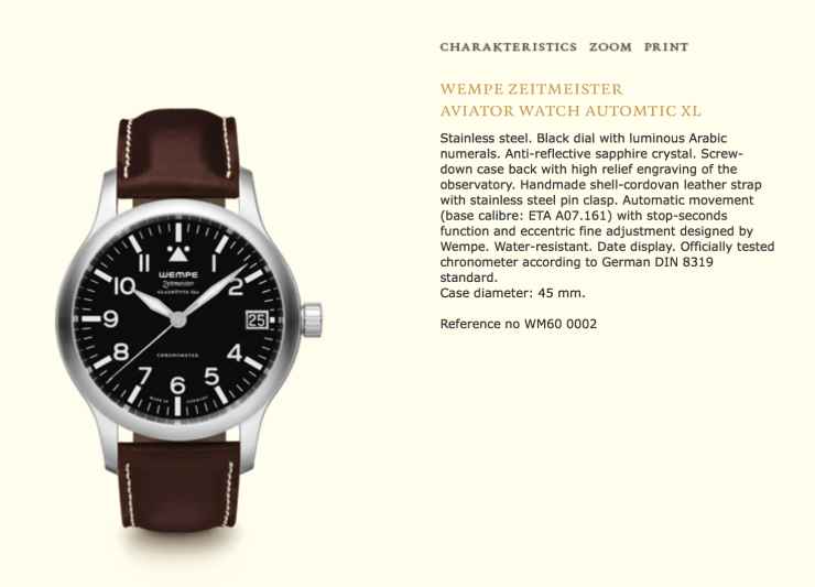 Wempe Zeitmeister Aviator Watch